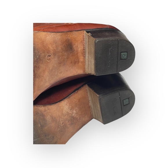 Vintage 70’s: Pierre Cardin  Leather Western Inspired Cut Out Boots  Cognac 9M - Picture 10 of 16